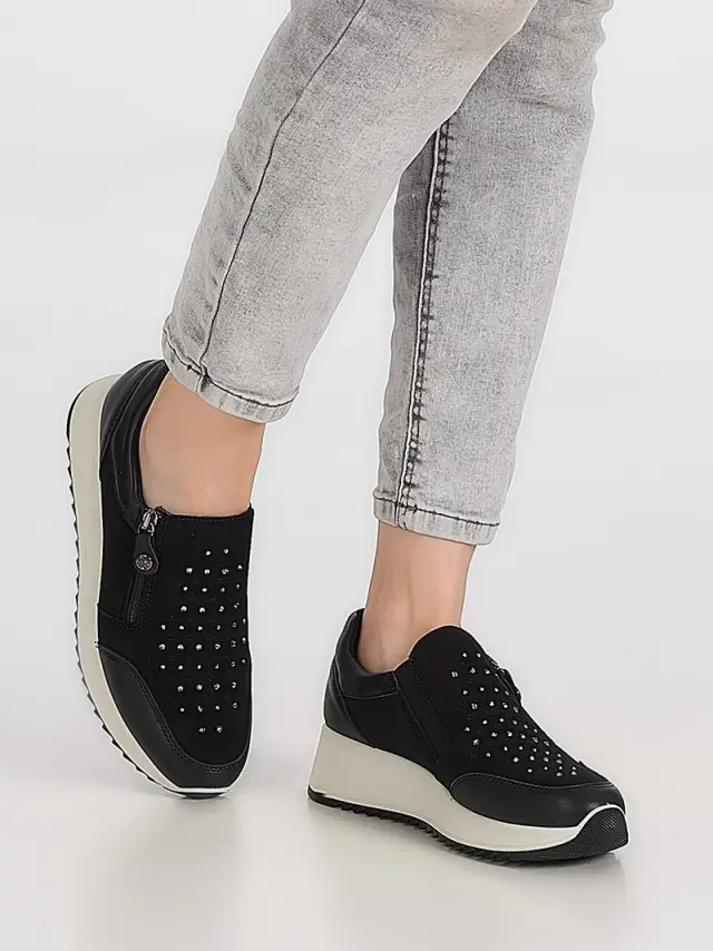 Imac Sneakers Γυναικείο δέρμα/δέρμα Nubuck Μαύρο IMA/556930 BLACK 2