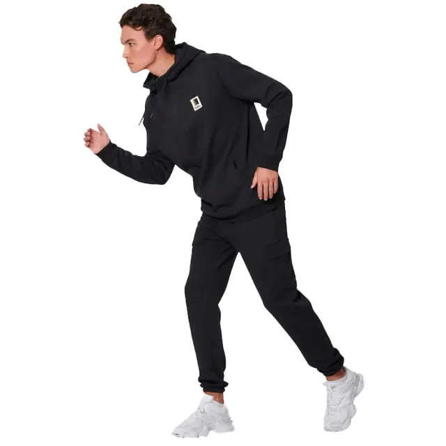 Body Action Men's Half-Zip Hooded Sweatshirt Μαύρο 063512-01 (Body Action) 3