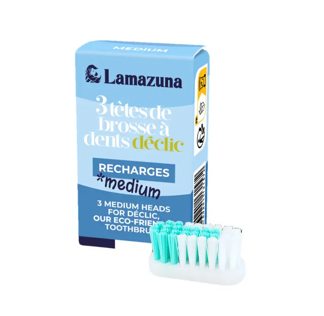 Lamazuna Toothbrush Replacement Heads Medium – Ανταλλακτικές Κεφαλές Οδοντόβουρτσας Medium, 3 τεμ.