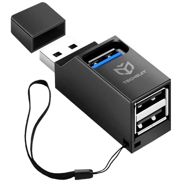 Techsuit - Mini Docking Station EchoLink 3 in 1 (H11) - USB to 2x USB 2.0, 1x USB 3.0, 5Gbps - Black