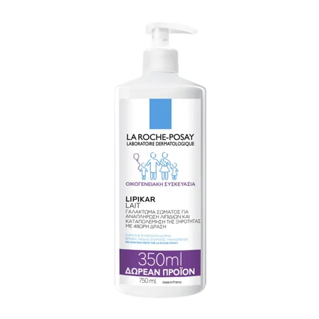 La Roche Posay Lipikar Lait +350ml ΔΩΡΕΑΝ ΠΡΟΙΟΝ Γαλάκτωμα Σώματος εμπλουτισμένο με λιπίδια κατά της ξηρότητας 750ml