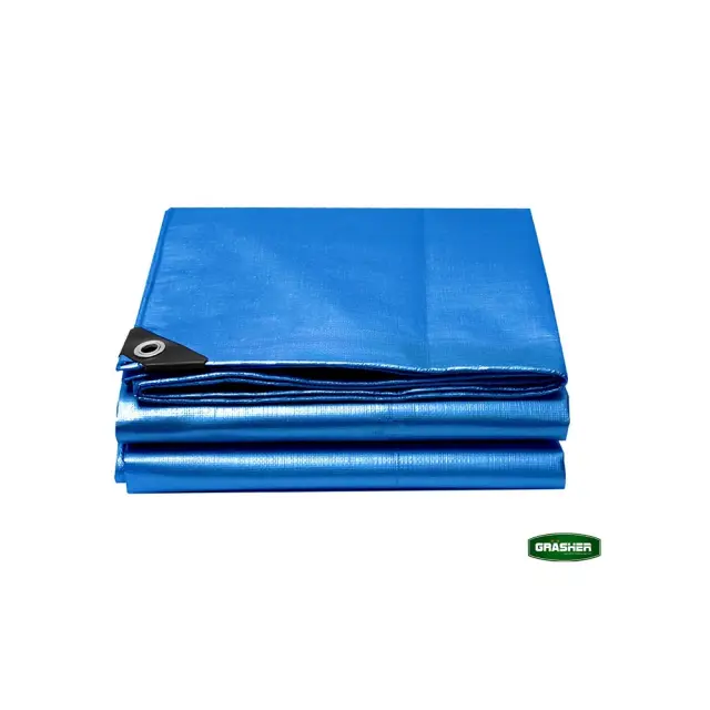 Grasher Αδιάβροχος μουσαμάς-τέντα με κρίκους 120gr/m² 5x8m Μπλέ / 102437 2