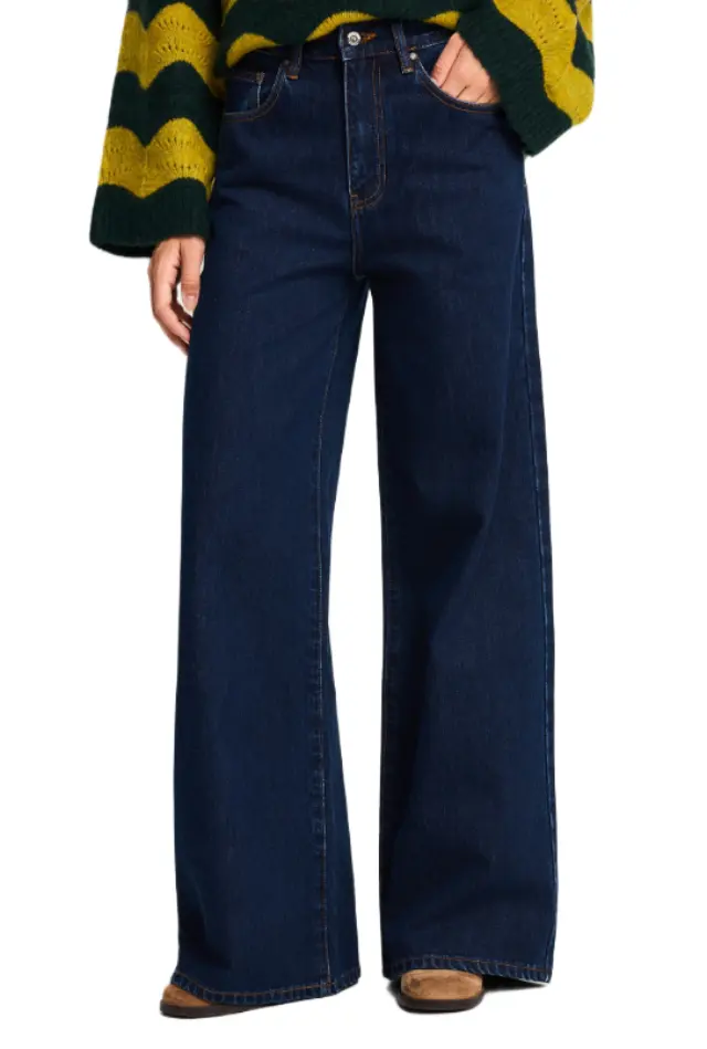 FunkyBuddha γυναικείο wide leg παντελόνι jean FBL014-167-02-1 2