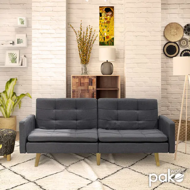 Καναπές-κρεβάτι Flexible pakoworld σε ανθρακί ύφασμα 198x87x76εκ 2