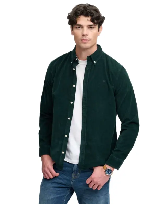 Superdry ανδρικό μονόχρωμο πουκάμισο Classic Needle Cord M4011044A-1