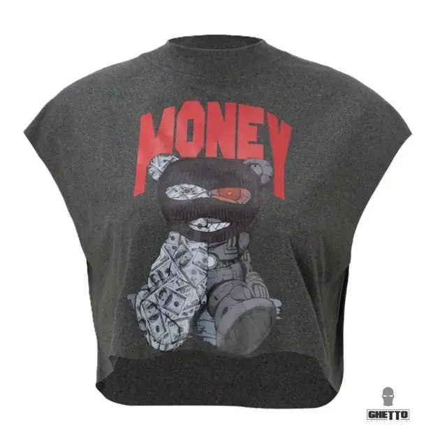 Ghetto Bear Money Mask Crop Top For Women’s