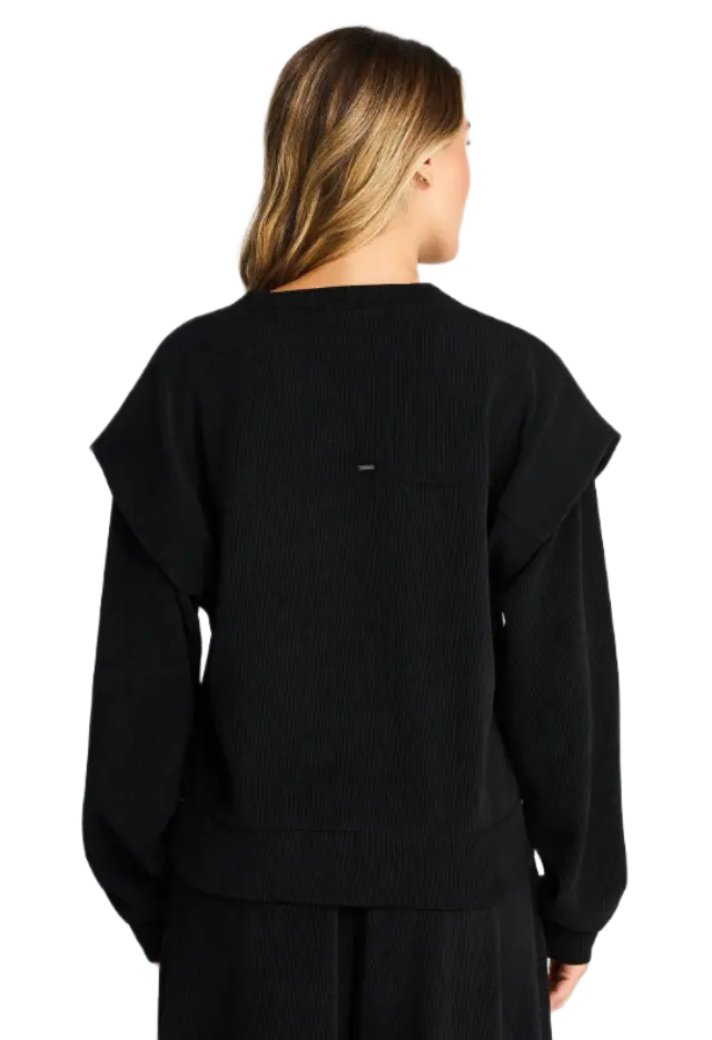 FunkyBuddha γυναικείο ριμπ φούτερ με layered shoulder panels FBL014-122-06-1 2