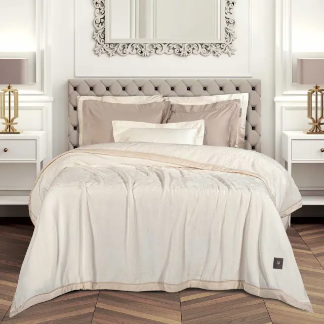 Κουβέρτα 220x240 King Size Βελουτέ Essential Greenwich Polo Club 3974 Royal White 100% Πολυέστερ