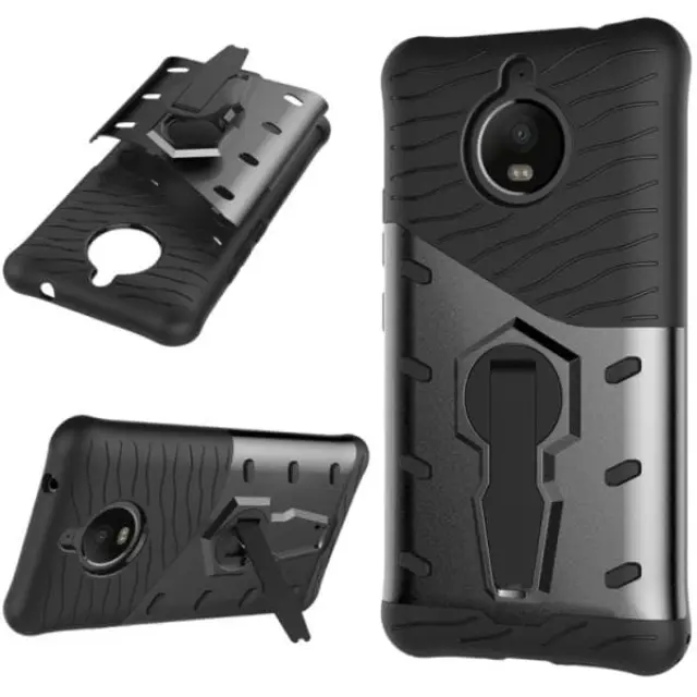 OEM Hybrid TPU Case με Kickstand για Motorola Moto E4 Plus Black 2