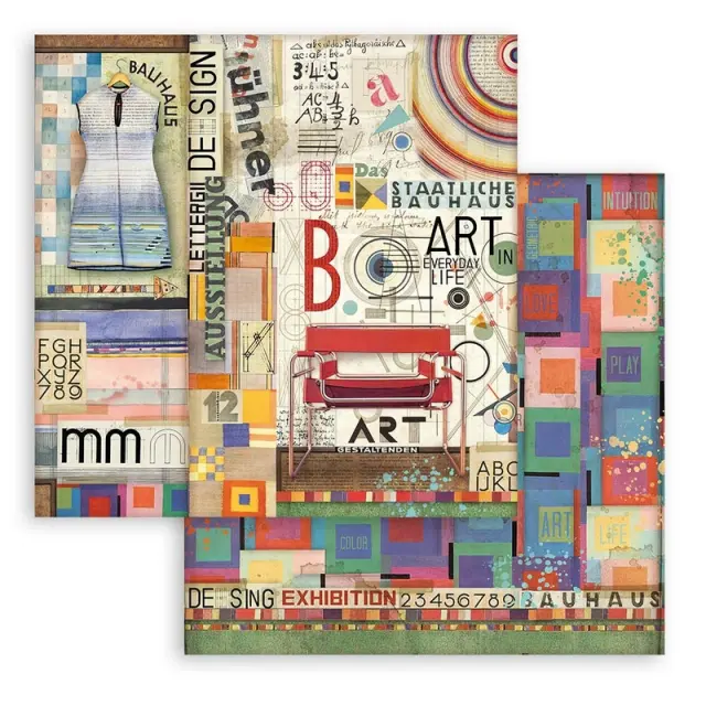 Χαρτιά scrapbooking Stamperia 10τεμ, 30.5x30.5cm, Bauhaus 3