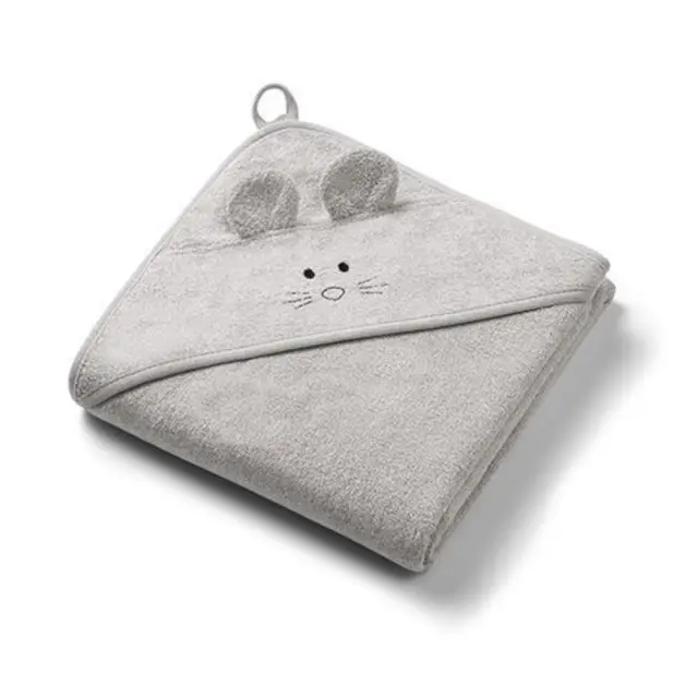 Μπουρνούζι με Κουκούλα Μπαμπού 100x100cm Babyono Grey 1553/03