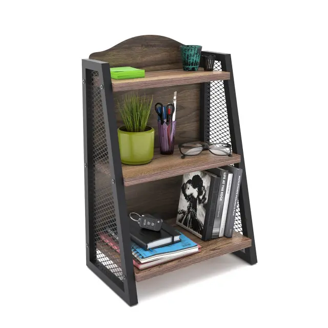Ράφι T-Rack Καρυδί/Μαύρο Μελαμίνη/Μέταλλο 36x23x58cm 2