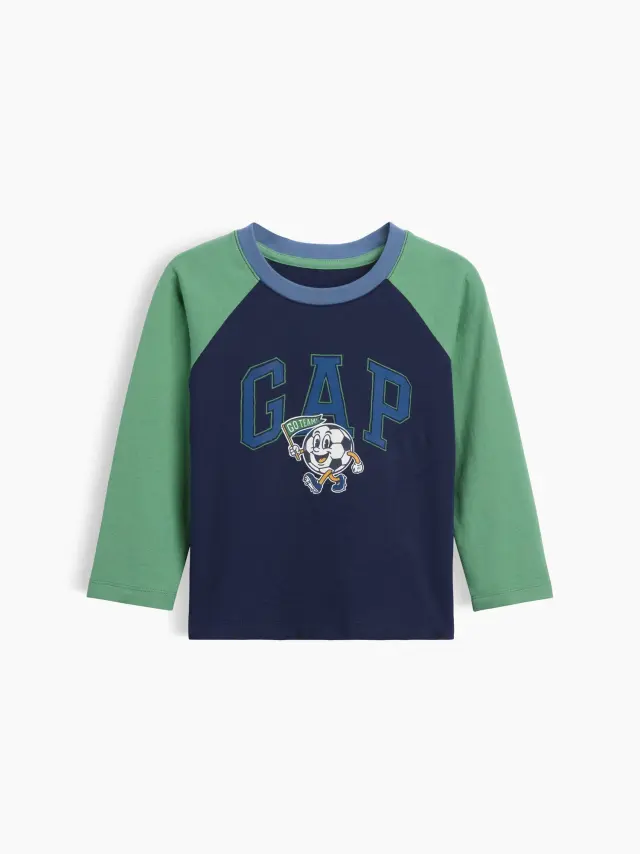Νηπιακή babyGap Μπλούζα με Λογότυπο και Colorblock Εφέ NEW NAVY