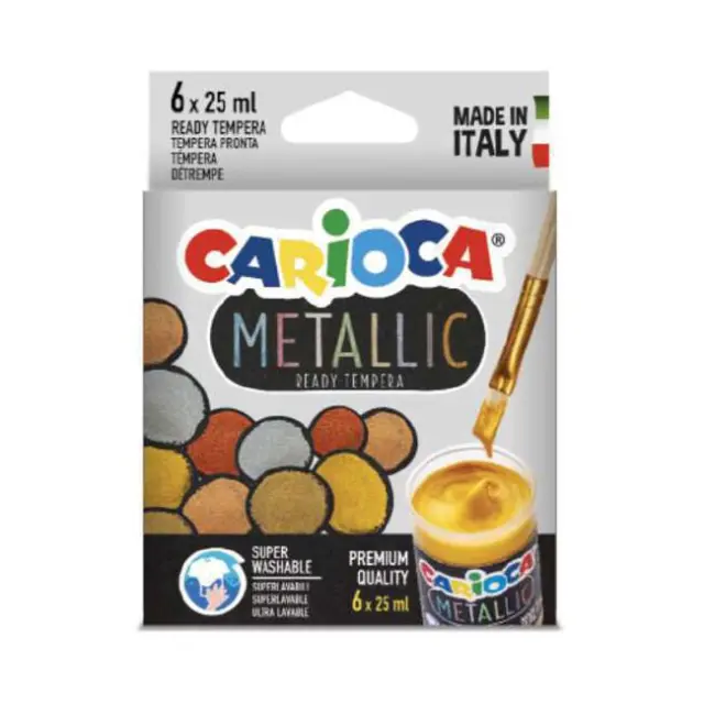 Carioca Metallic Tέμπερες 6 χρώματα x 25ml (ΚΟ026)
