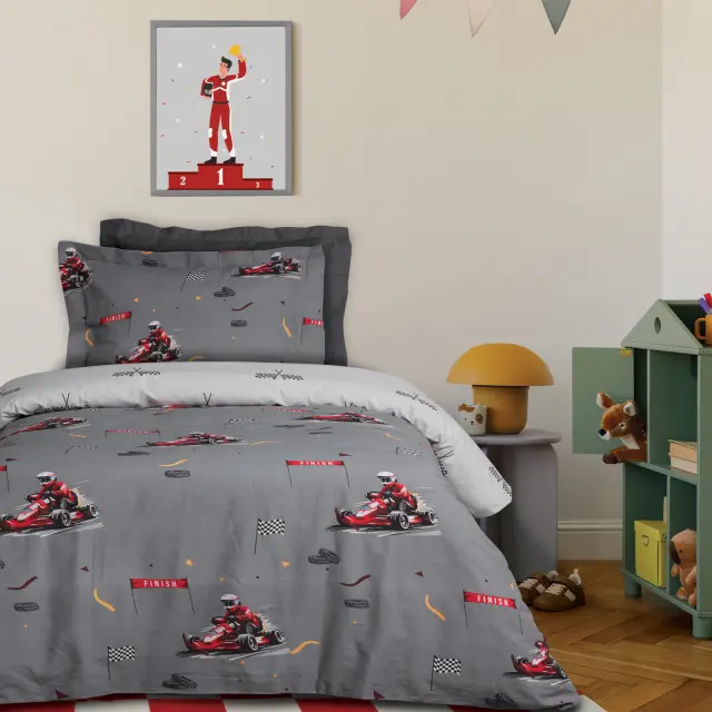 Σετ Παπλωματοθήκη 160x240 Μονή Kid Das Home 4976 Grey 100% βαμβακερό