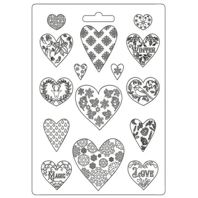 Εύκαμπτο Καλούπι για Σαπούνι-Γύψο - 21x29.7cm - Christmas Patchwork Heart