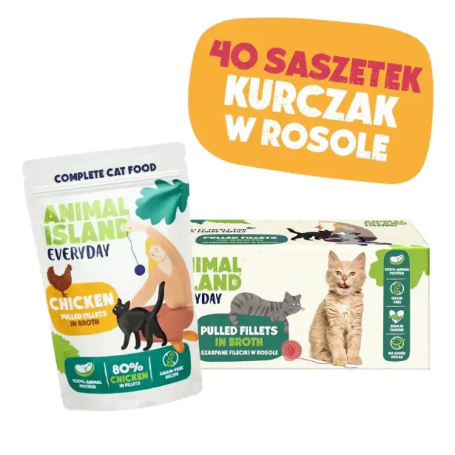 ANIMAL ISLAND Chicken in broth - wet cat food - 40x85g