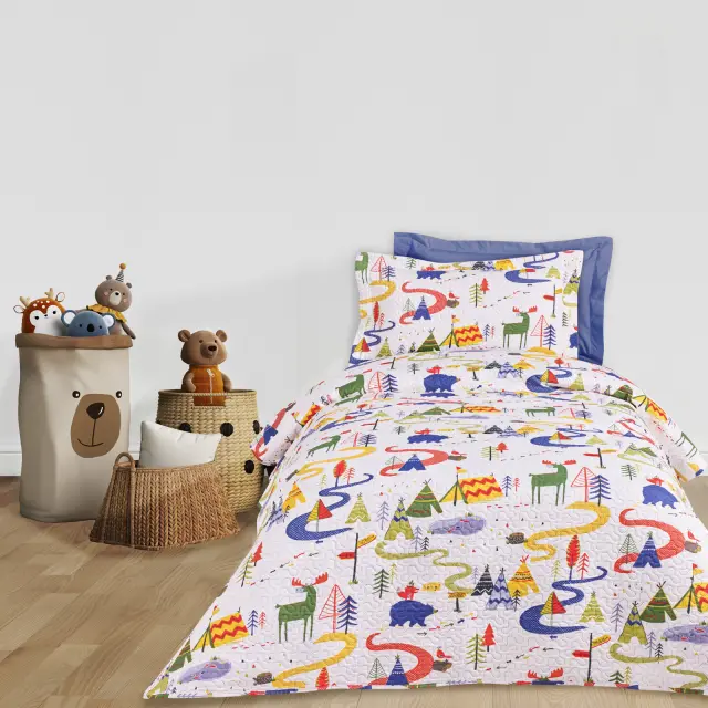 Κουβερλί 160x240 Μονό Das Home 4927 White-Green-Blue 100% Microfiber