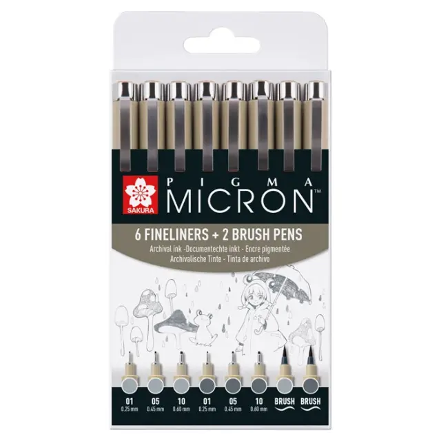 Σετ 8 Μαρκαδόροι Sakura Pigma Micron Light Cool Grey & Cool Grey