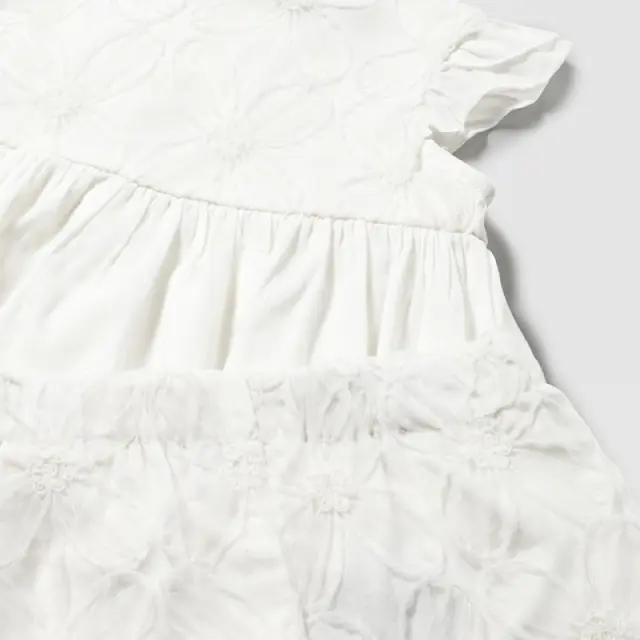 Baby 6 μηνών έως 4 ετών Σετ με βερμούδα και πουκαμίσα με τούλι κέντημα εκρού 2