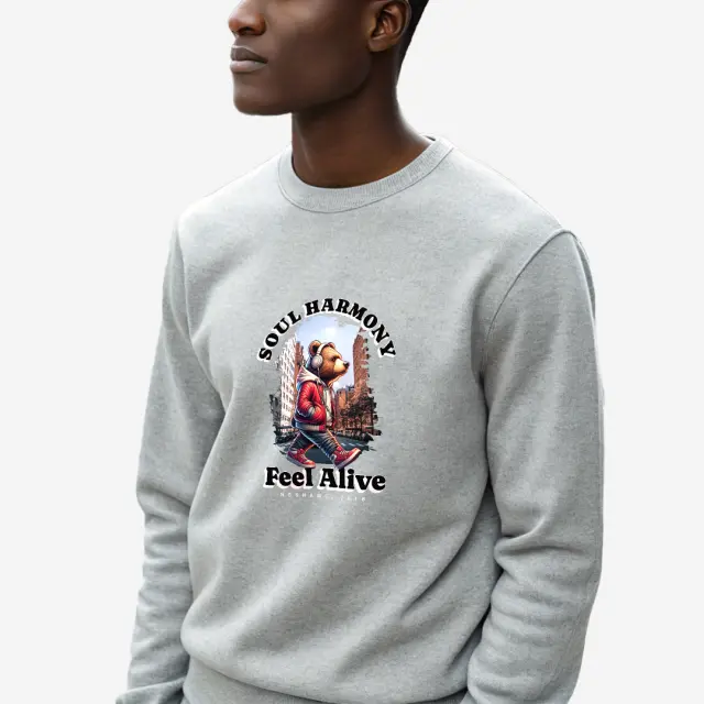 Φούτερ Noshame® Γκρι με τύπωμα Teddy Feel Alive - 512565 - XXL