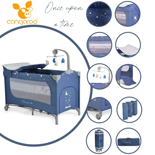 CANGAROO - Folding cot Once upon a time 3 jeans - 3800146248444