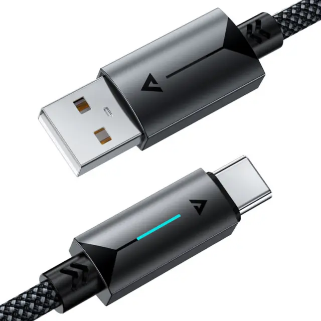 Καλώδιο Acefast C19-04 Μεταλλικό USB-A σε USB-C 3.0A Γρήγορη Φόρτιση USB2.0 με Ένδειξη Φόρτισης Braided Μαύρο 1.2m 3