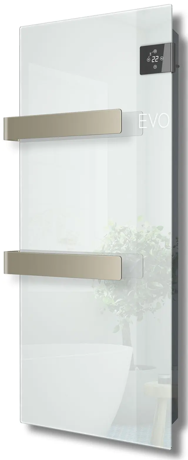 Radialight Silk Evo 1000 Watt Λευκή - Ψηφιακή Πετσετοκρεμάστρα Μπάνιου με Γυάλινη Πρόσοψη 2