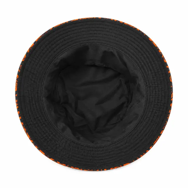 Ghetto Black Bucket Hat with Orange Graphic Print 2