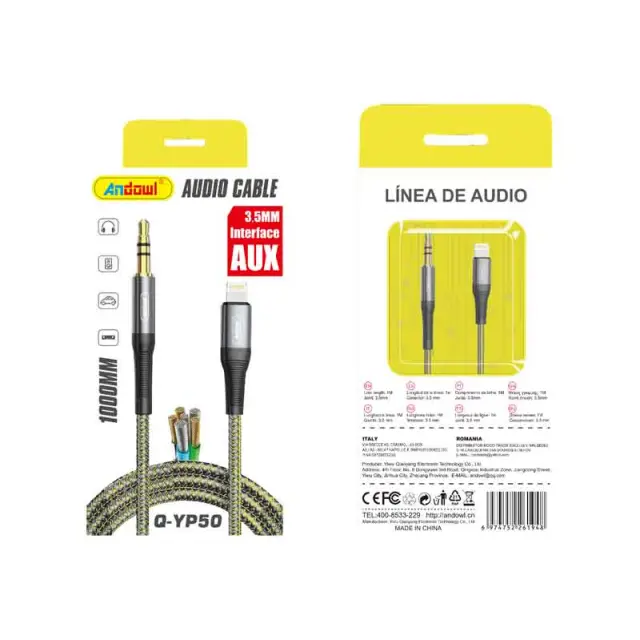 Andowl Καλώδιο ήχου Lightning σε AUX 3.5mm Q-YP50 - Audio Cable 075847