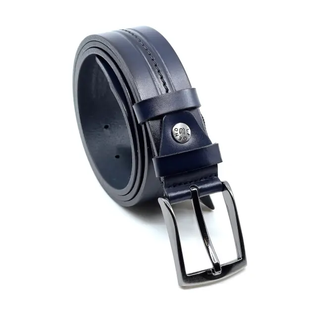 Μπλε Δερμάτινη Ζώνη Full Grain 3,5 cm - 105cm 2