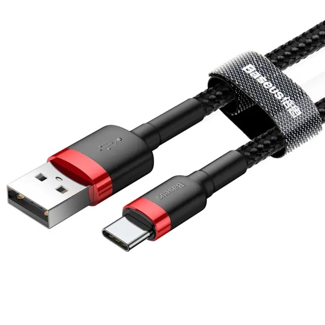 Baseus Cafule Braided USB 2.0 Cable USB-C male - USB-A male Μαύρο 2m (CATKLF-C91) (BASCATKLF-C91) 2