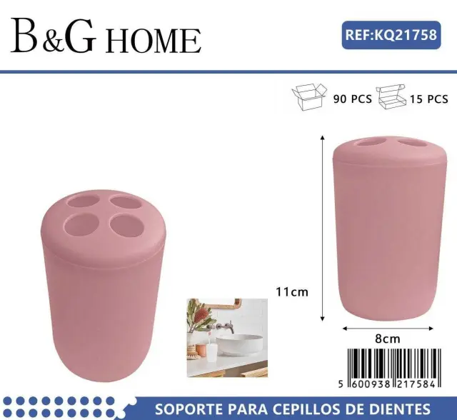 Θήκες οδοντόβουρτσας πλαστικές σε σετ 5Χ - Pink - 21758 2