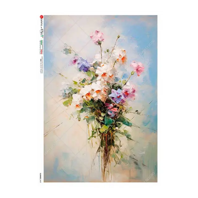 Ριζόχαρτο για Decoupage PaperD, Μπουκέτο λουλούδια F409, 30x40cm
