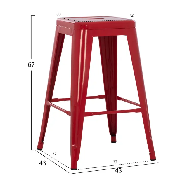 ΣΚΑΜΠΟ ΜΕΣΑΙΟΥ ΥΨΟΥΣ ΜΕΤΑΛΛΙΚΟ FB98573.04 ΣΕ KOKKINO 43x43x67Yεκ. 2