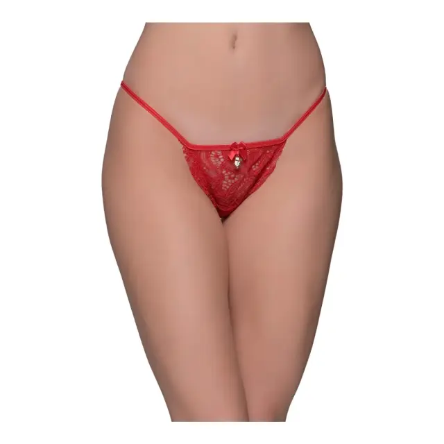 Milena Γυναικείο String Tanga Δαντέλα - Διπλό Πακέτο, Χρώμα Μαύρο-Κόκκινο - L-XL 3