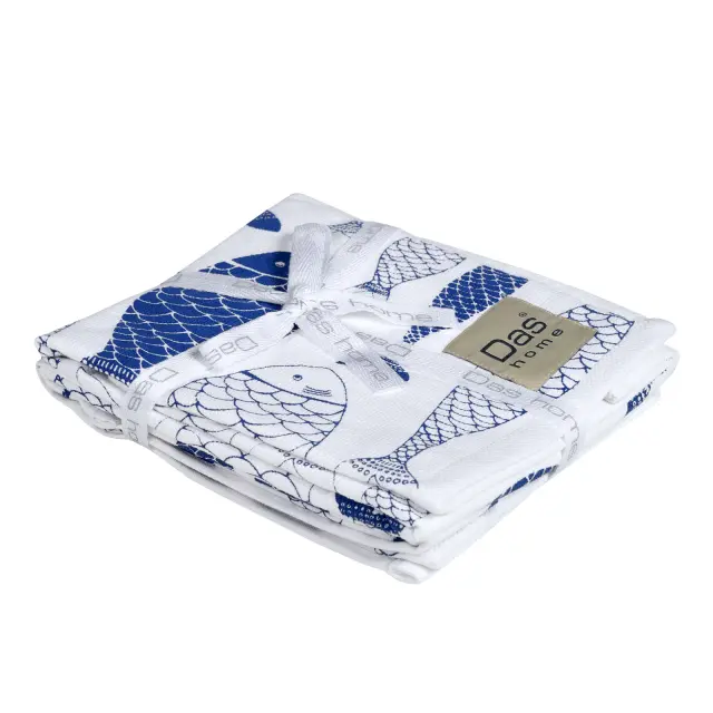 Πετσέτες Κουζίνας Σετ 2 Τεμ 40x60 Das Home 0737 White-Blue 100% βαμβακερό 2