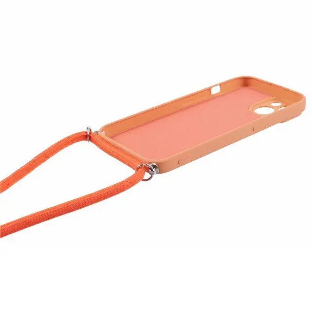 Θήκη Σιλικόνης με Κορδόνι για το Λαιμό για iPhone 14- Orange OEM 3