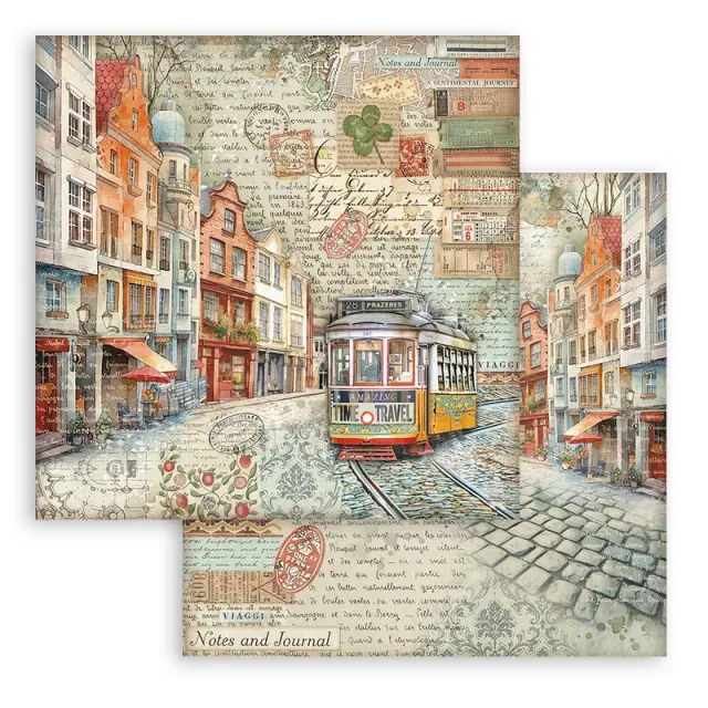 Χαρτιά scrapbooking 10τεμ, 30.5×30.5cm Stamperia, Art of Travelling 3