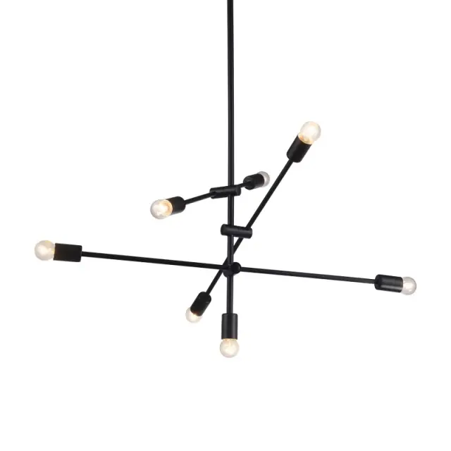 ΚΡΕΜΑΣΤΟ Φ/Σ 7ΧΕ27 ΜΕΤΑΛΛΙΚΟ ΜΑΥΡΟ Φ80ΧΗ130CM LUTHER / OD680107BK