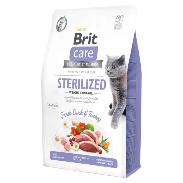 Brit Care GF Sterilised Weight Control Με Γαλοπούλα & Πάπια 2kg