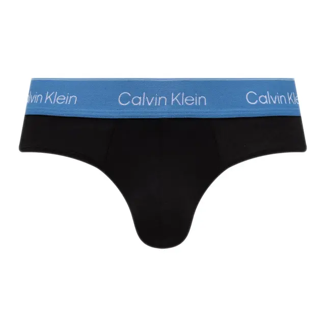 Calvin Klein Ανδρικό Slip Hip Brief Icon Cotton Stretch - Τριπλό Πακέτο, Χρώμα Black Bodies W-Poseidon Blue-Plein 3