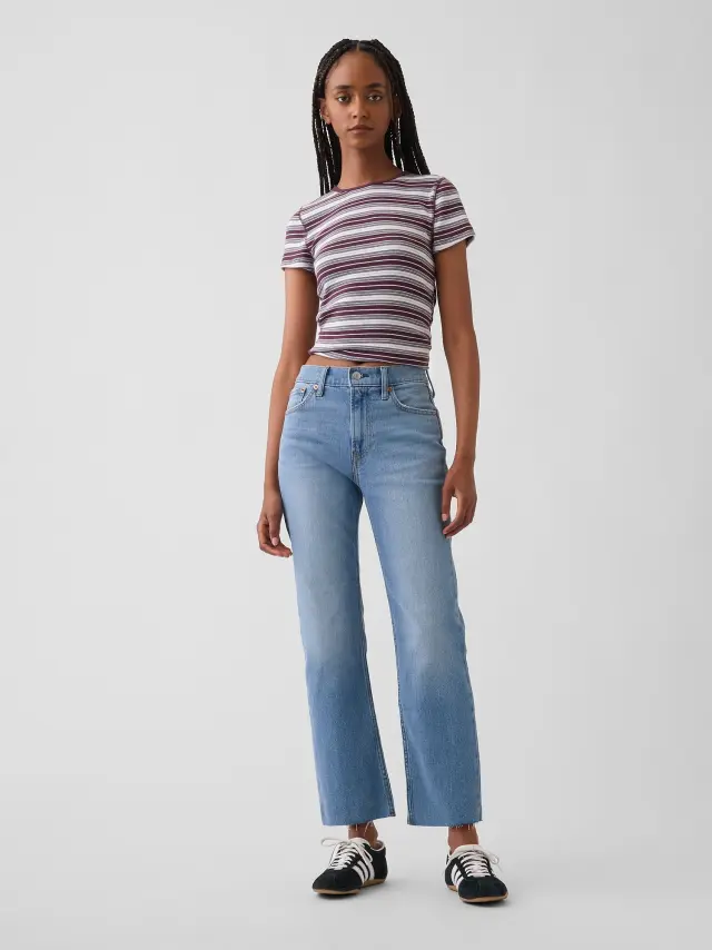 Γυναικείο Ψηλόμεσο Τζιν Παντελόνι ’90s Slim Straight Crop Medium indigo