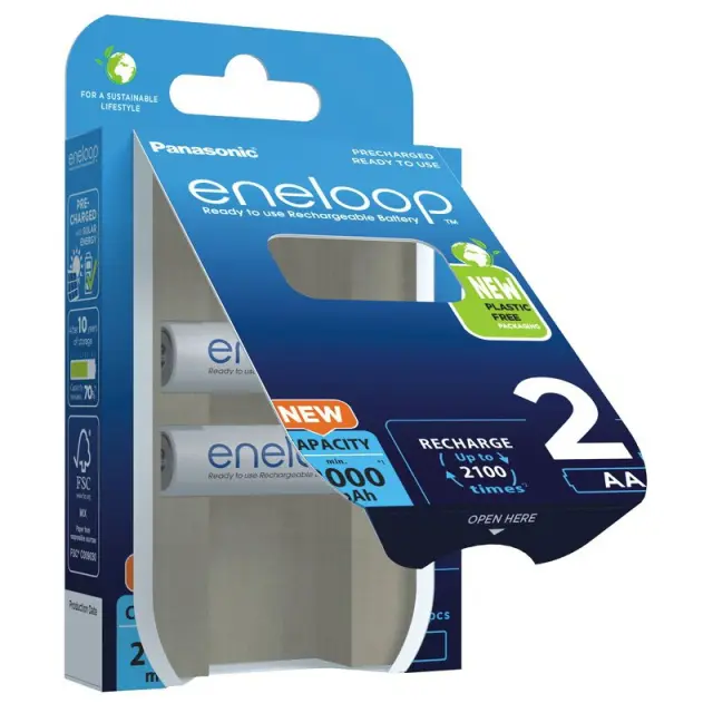 Μπαταρία Επαναφορτιζόμενη Panasonic Eneloop BK-3MCDE/2BE 2000 mAh size AA Ni-MH 1.2V Τεμ. 2 3