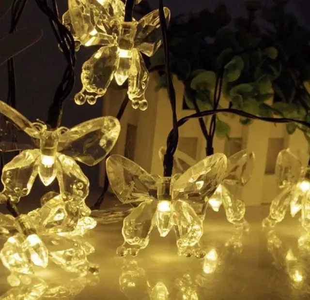 Ηλιακή γιρλάντα φωτισμού LED - Πεταλούδα - 5m+1m - 20D - 152837 - Warm White 3