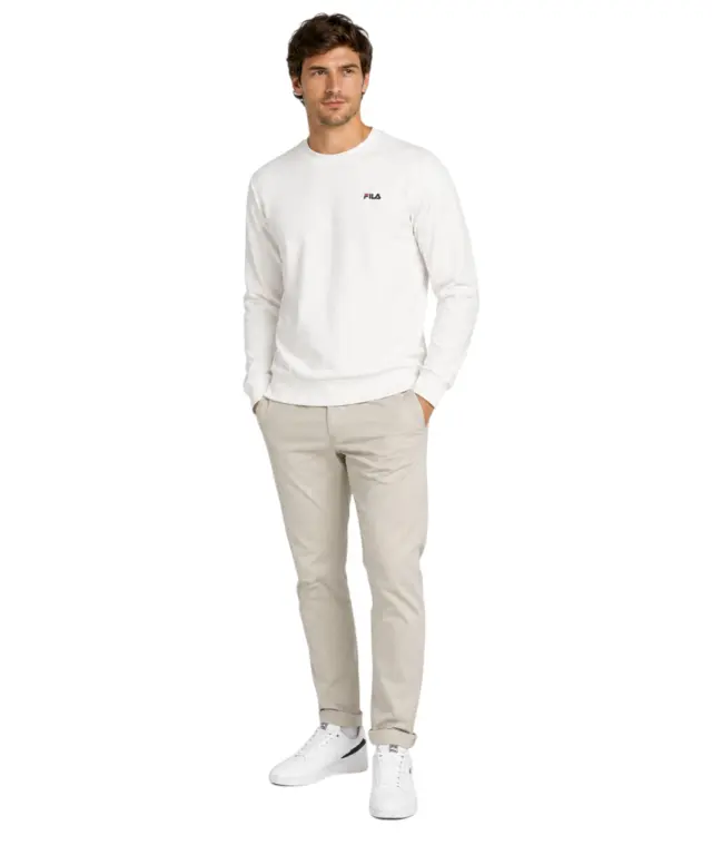 Fila - Ανδρικό Μακρυμάνικο Φούτερ Leverano FAM0876-10001 Λευκό 2