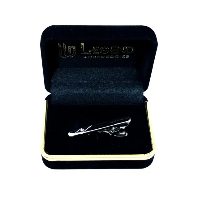 Ασημί Κλιπ Γραβάτας 4,5 cm με Στρας – LGTC-65