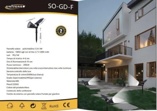UNIVERSO LED φωτός Στεγανό Φωτιστικό Led Καρφωτό 3W IP65 6500K 200LM SO-GD-F 2
