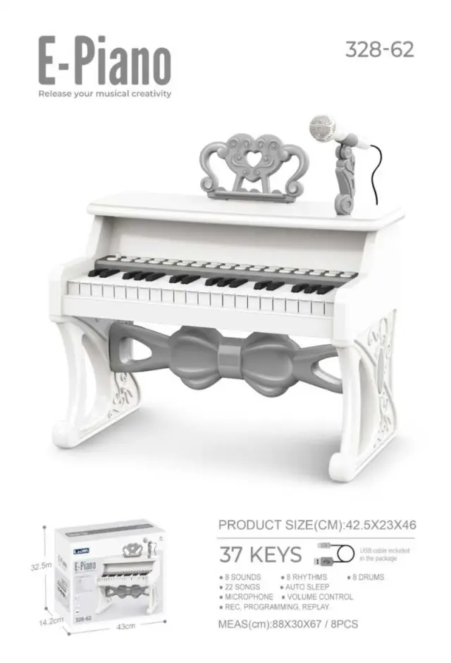 Παιδικό πιάνο mini με μικρόφωνο - 328-6237 - 233105 - White 2