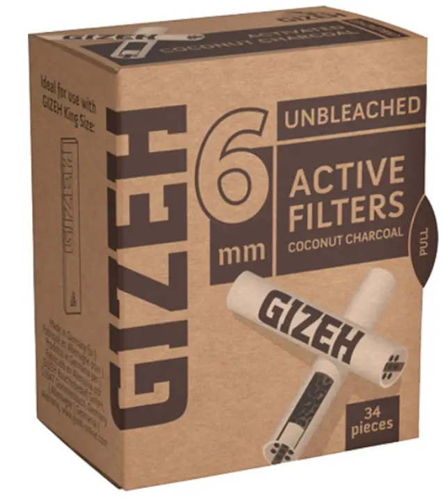 Φίλτρο Gizeh Extra Slim 34 Ενεργού Ανθρακα 6mm - Ακατέργαστο